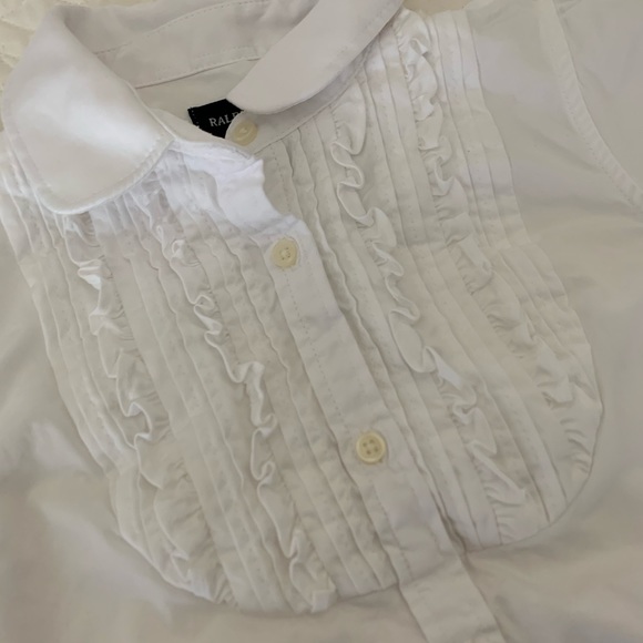 Ralph Lauren girls ruffle button down- size 5 - Picture 3 of 5